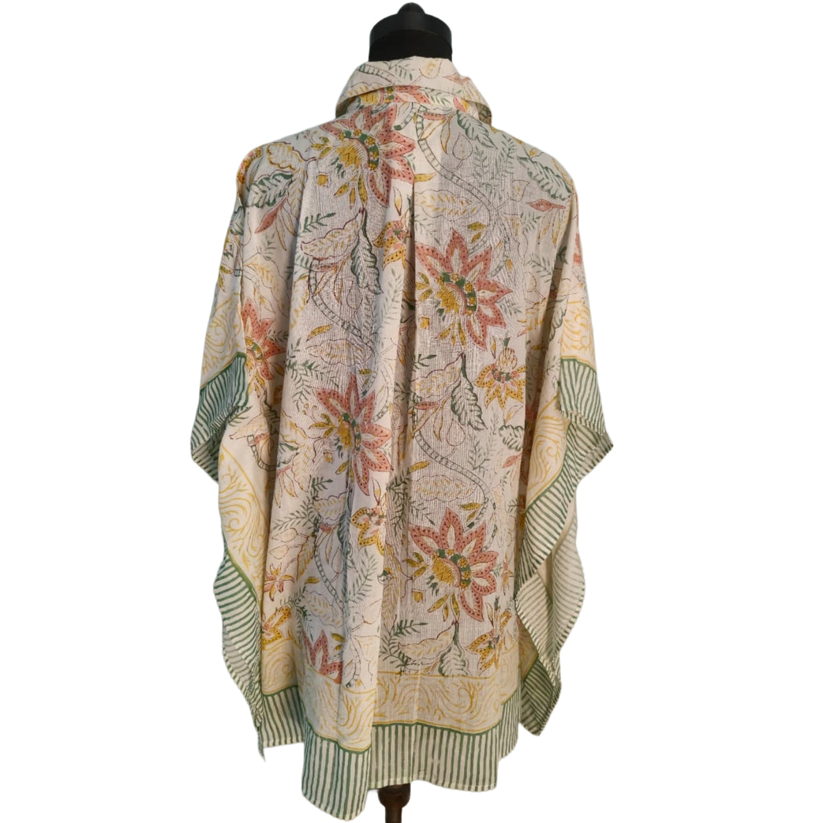 Hand Block Printed Pure Cotton Short Kaftan for Women, Free Size Relaxed Fit Maxi, Lounge, Nightwear, Beach Cover-Up, Handmade Ethnic Boho Kaftan
