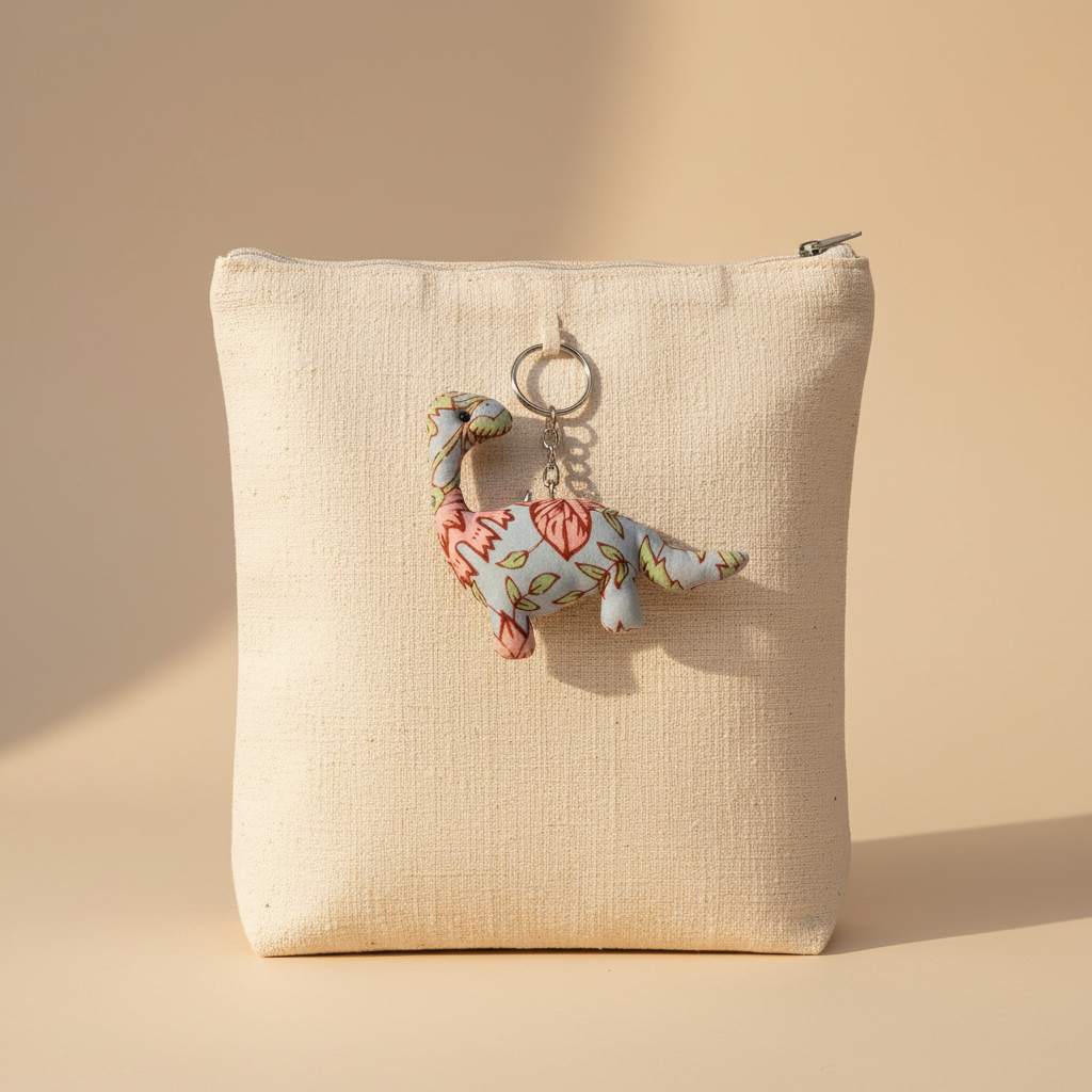 Handcrafted Block Print Fabric Keychains Charm – Set of 6