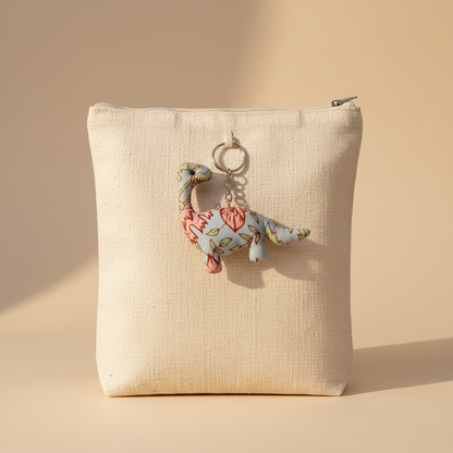 Handcrafted Block Print Fabric Keychains Charm – Set of 6