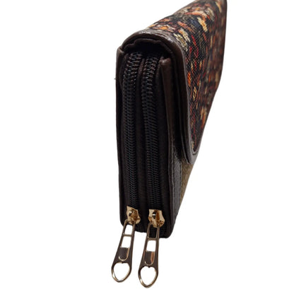 Black floral block print clutch - opposite side view