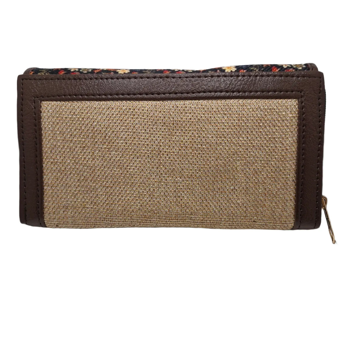 Black floral block print clutch - back panel