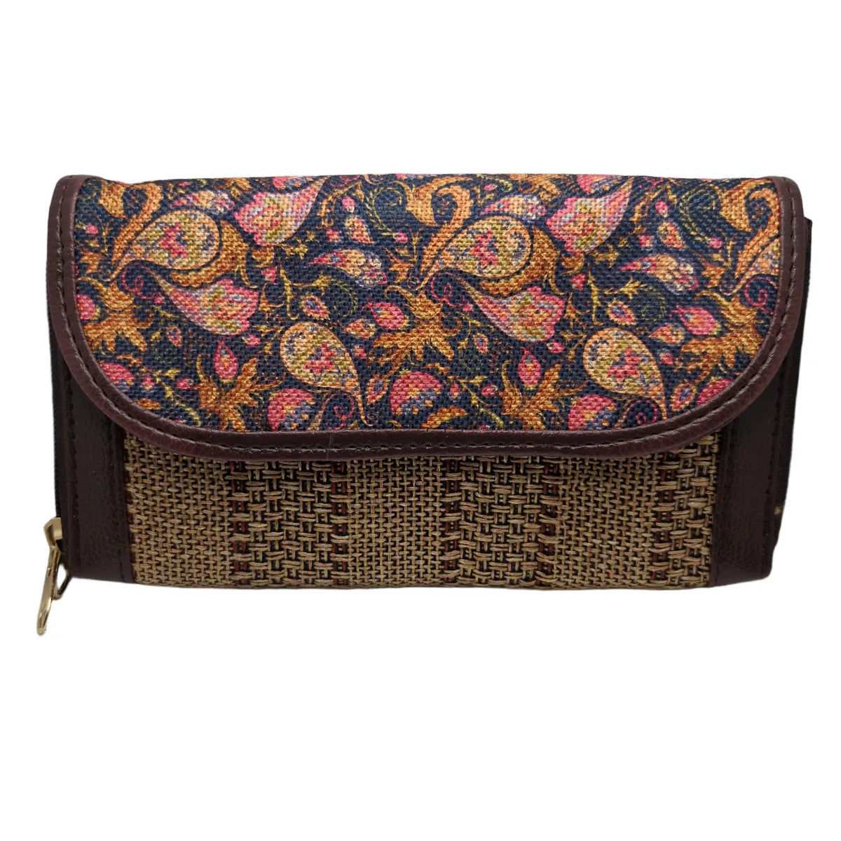 Paisley block print clutch - back panel