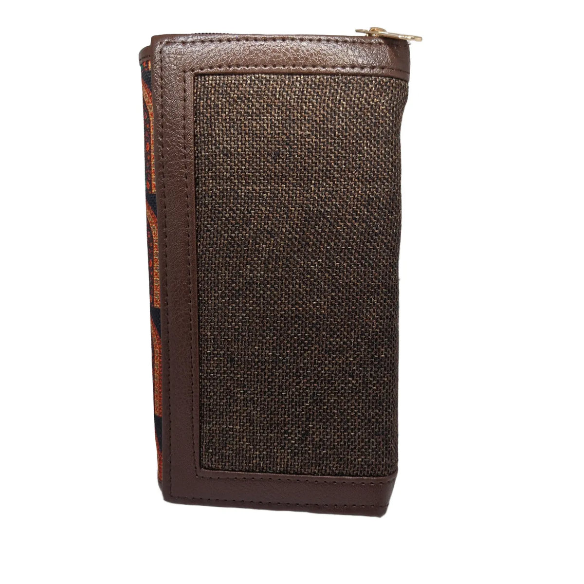 Terracotta arch motif block print clutch - opposite side view