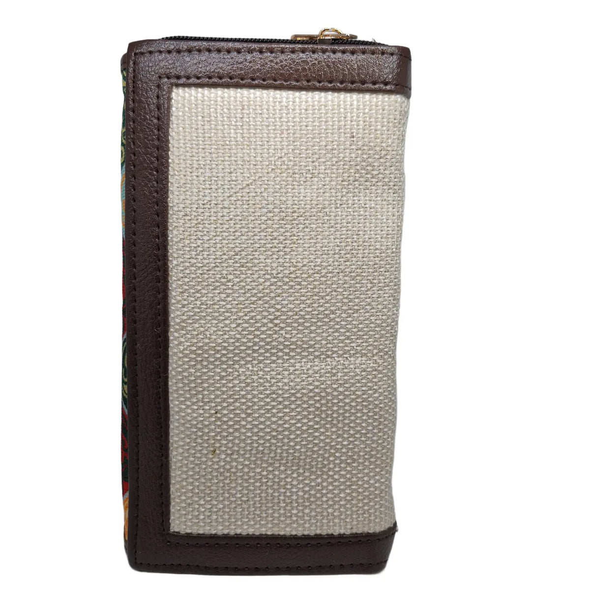 Jewel tone ogee block print clutch ivory - side profile showing flap and zip gusset
