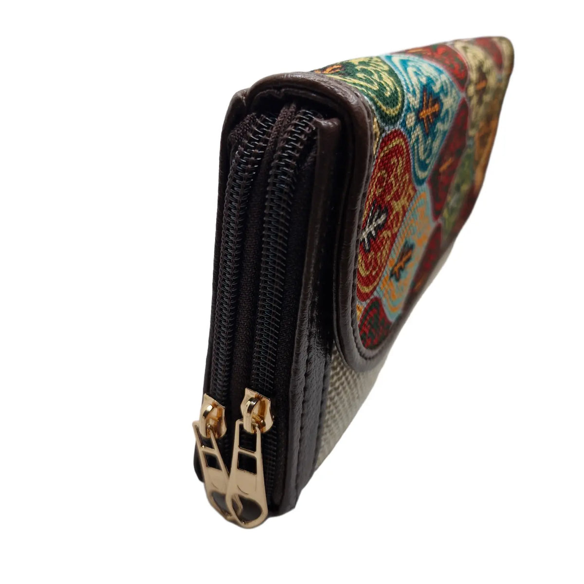Jewel tone ogee block print clutch ivory - opposite side view