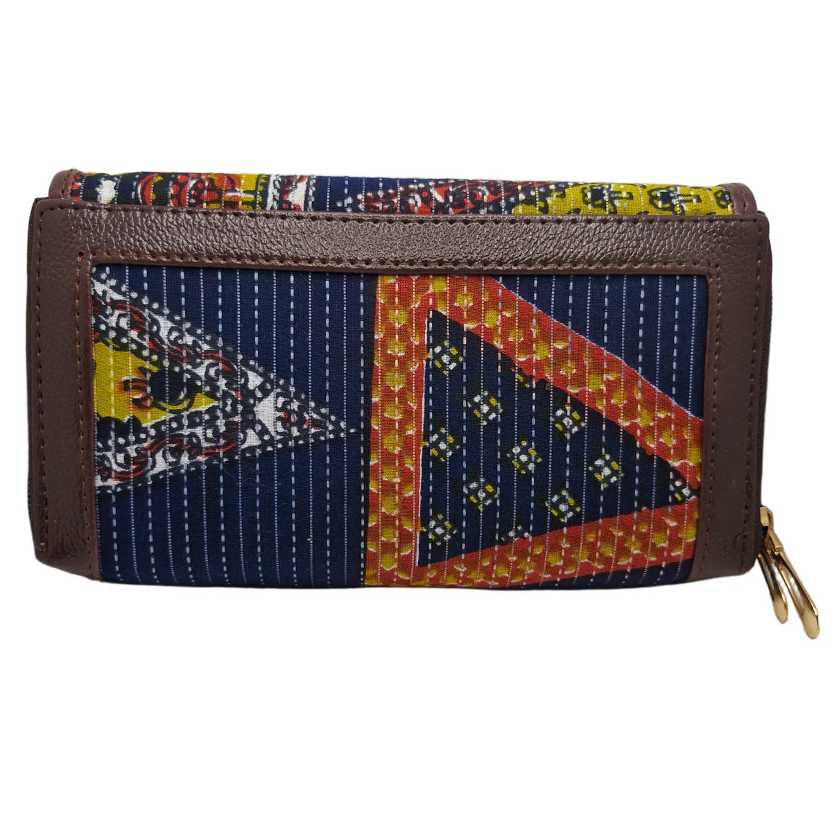 Navy patchwork clutch lime tangerine - back panel