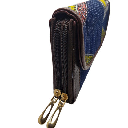 Navy patchwork clutch lime tangerine - additional angle