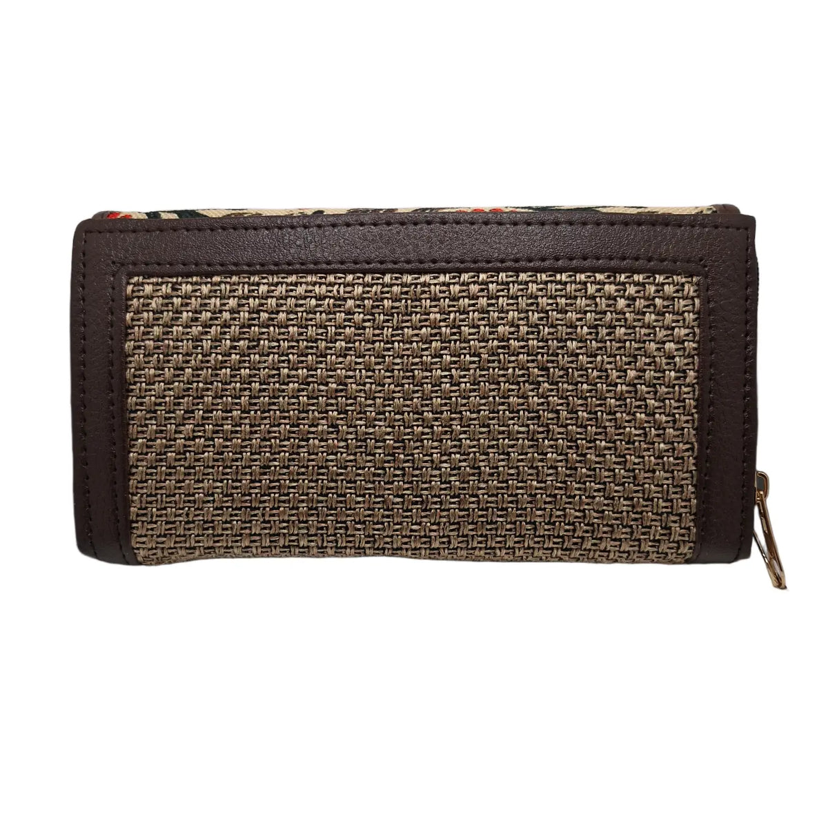 Rust poppy floral block print clutch - back panel