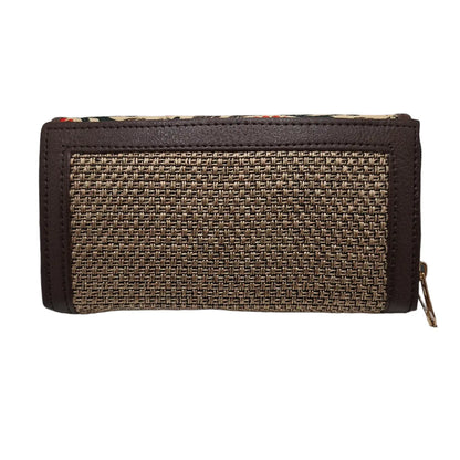 Rust poppy floral block print clutch - back panel