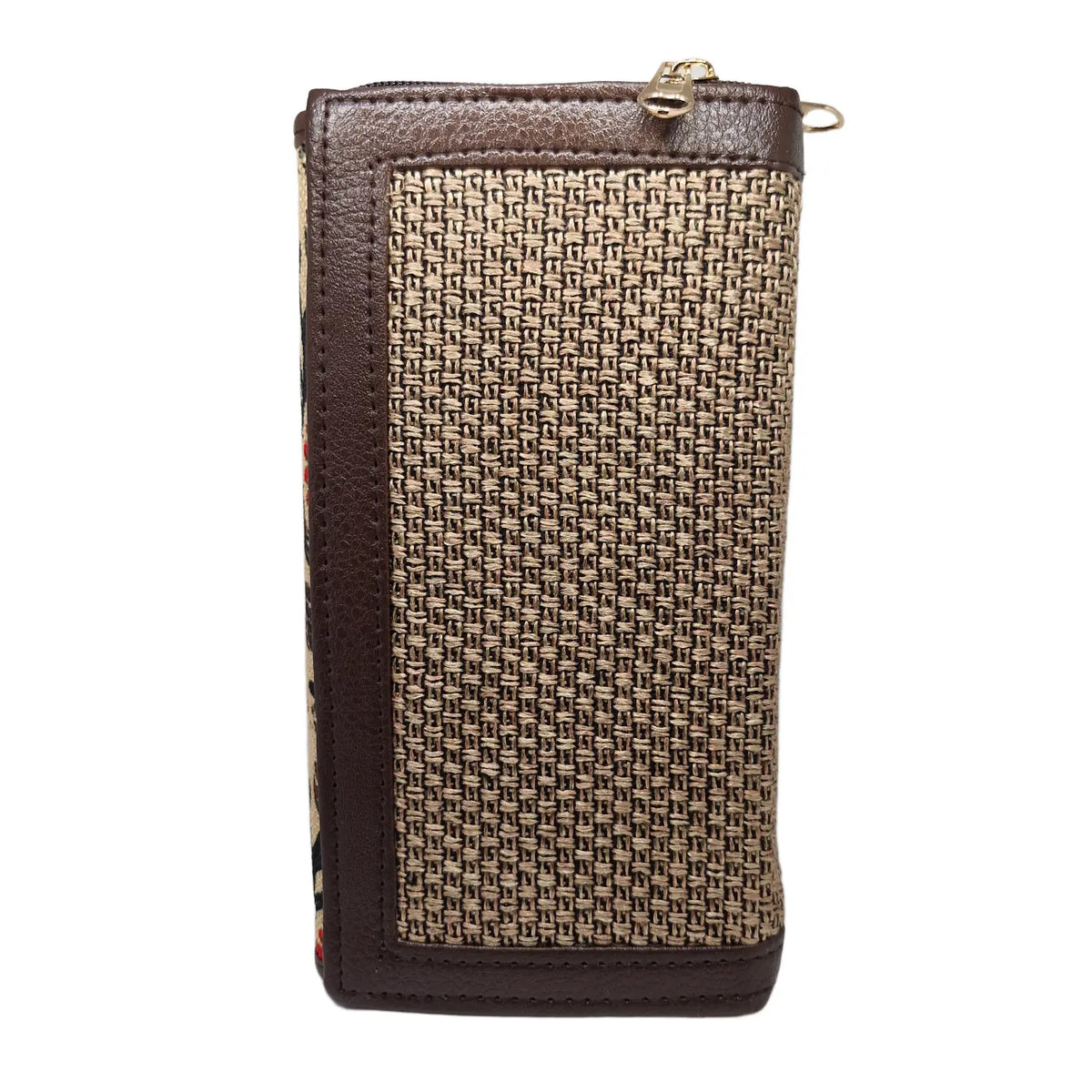 Rust poppy floral block print clutch - opposite side view
