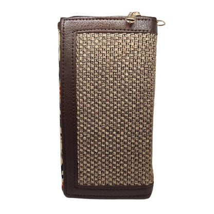 Rust poppy floral block print clutch - opposite side view