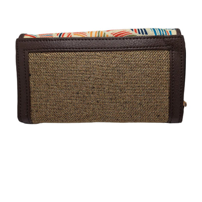 Multicolour feather leaf block print clutch - back panel