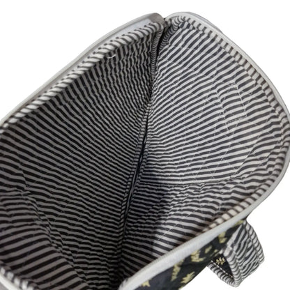 Black jungle tiger elephant block print laptop bag - side angle