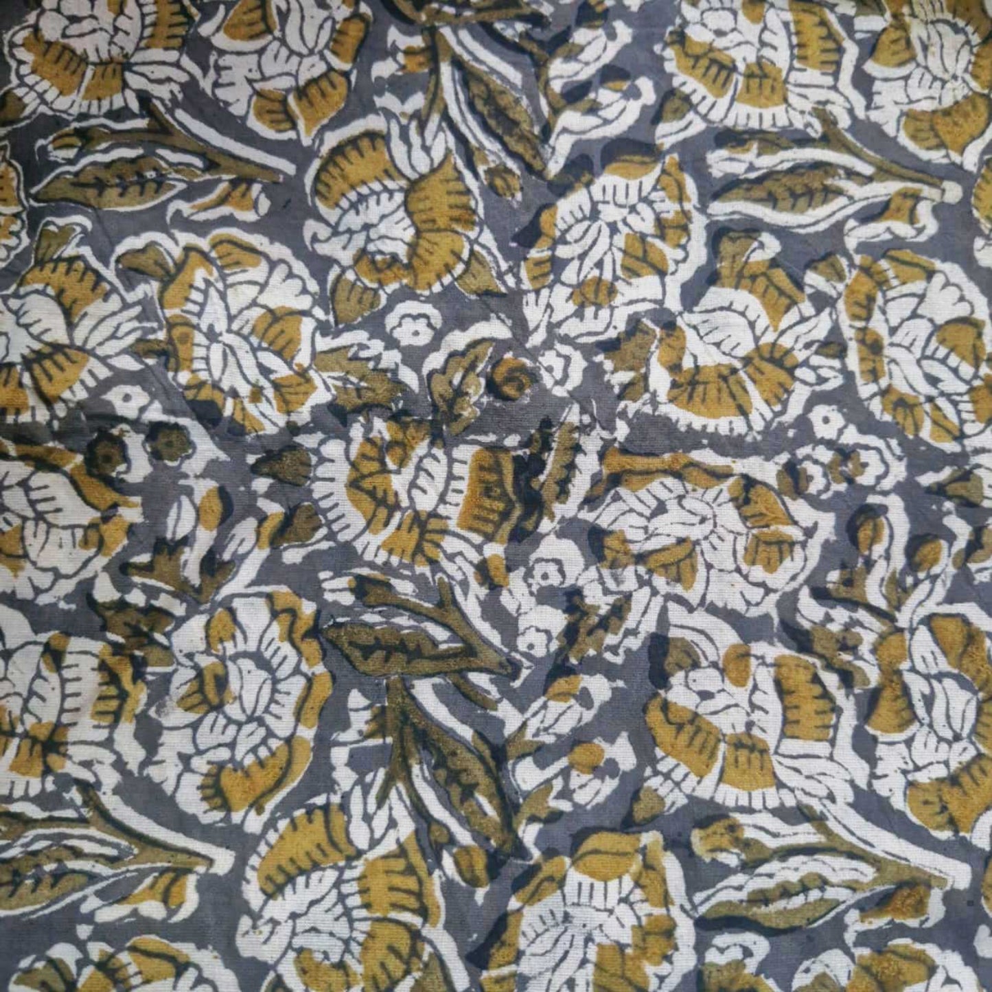 Natural Kalamkari Block Printed Pure Cotton Fabric – Terracotta & Indigo