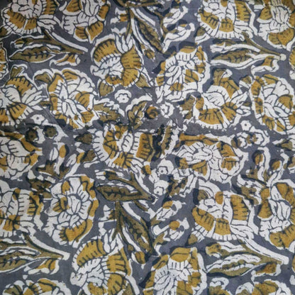 Natural Kalamkari Block Printed Pure Cotton Fabric – Terracotta & Indigo