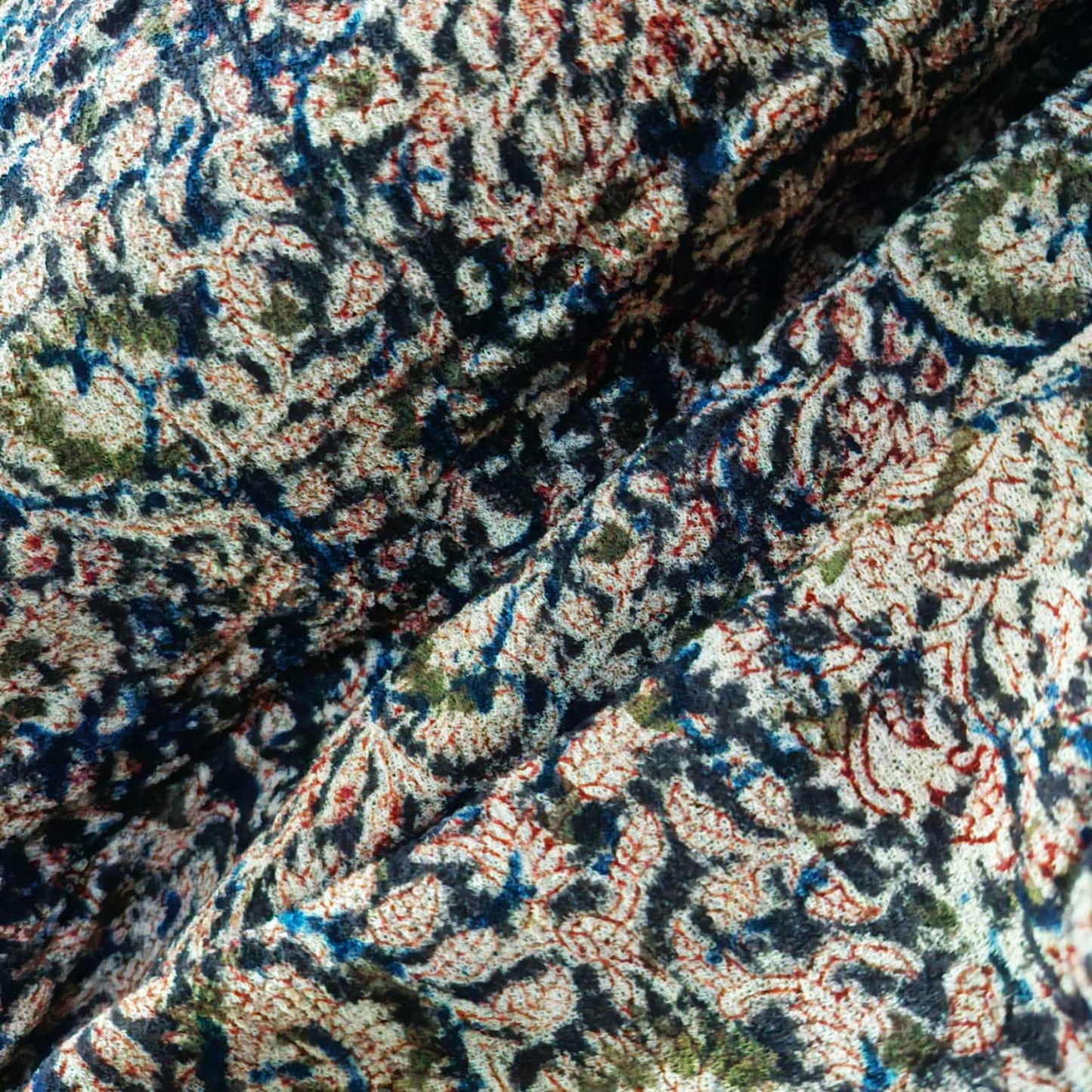 Natural stretchable Kalamkari crape  fabric