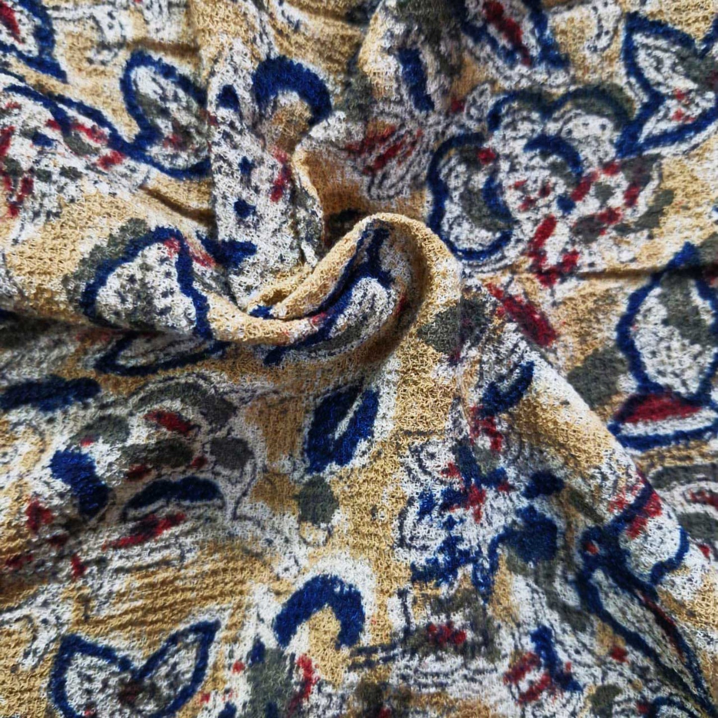 Natural stretchable Kalamkari crape  fabric