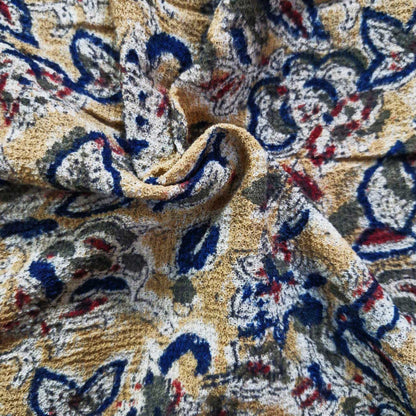 Natural stretchable Kalamkari crape  fabric
