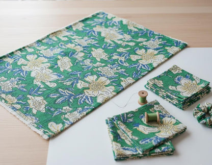 Authentic Sanganeri Hand Block Print Cotton Fabric by the Yard | Natural Dye Floral Print