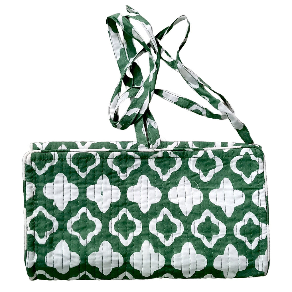 Handmade Floral Block Print Quilted Utility Pouch