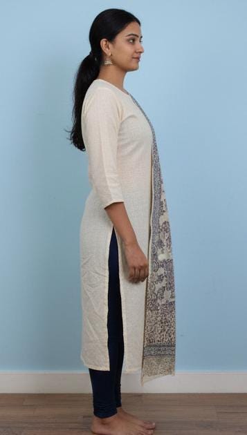 Handcrafted Kalamkari Cotton Stole – Indigo Paisley Tribal Print