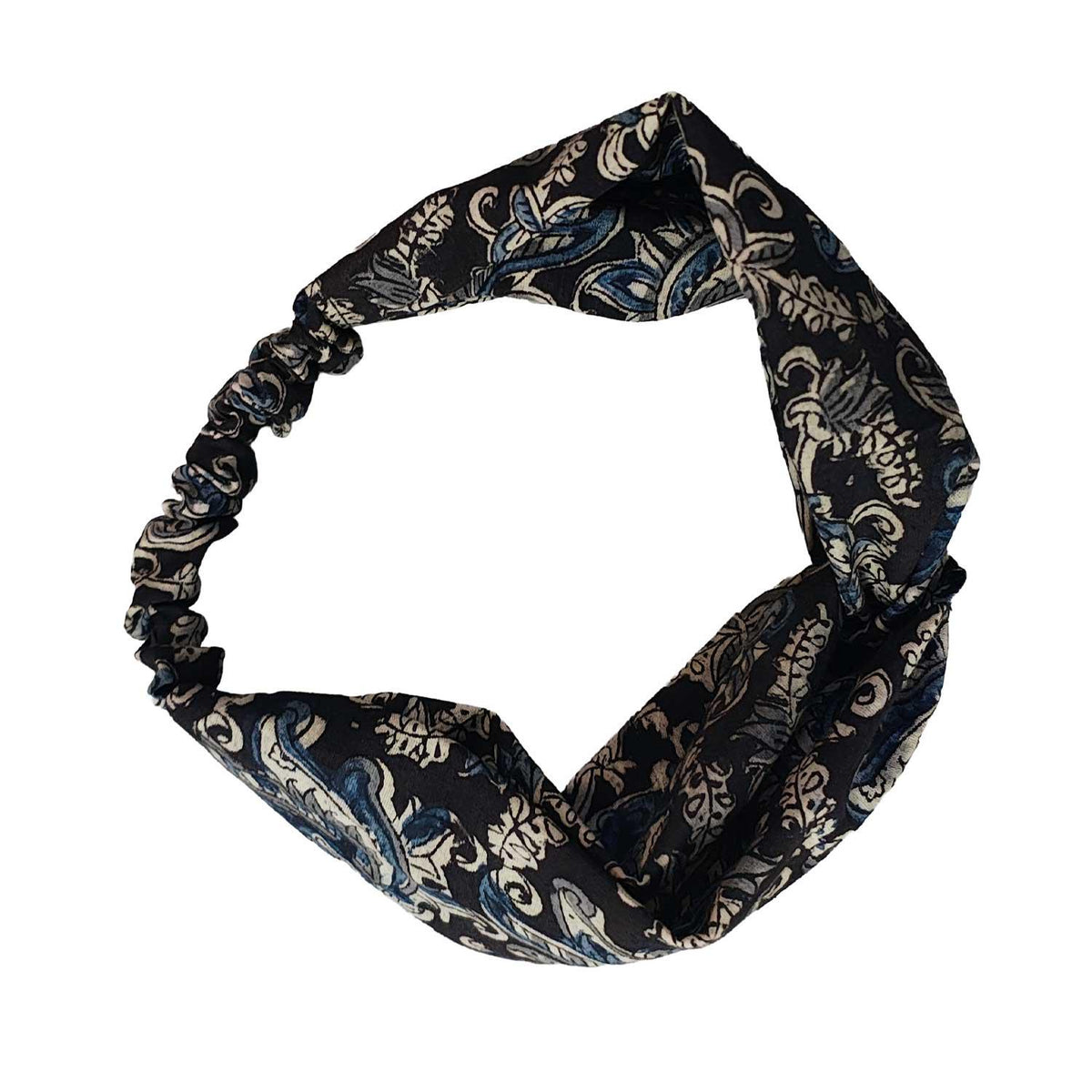 Handmade Cotton Twist Headband - Green Paisley Floral Print