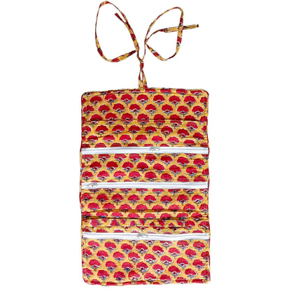 Handmade Floral Block Print Quilted Utility Pouch – Cotton Makeup & Travel Bag