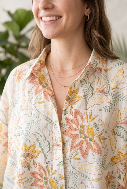 Hand Block Printed Pure Cotton Short Kaftan for Women, Free Size Relaxed Fit Maxi, Lounge, Nightwear, Beach Cover-Up, Handmade Ethnic Boho Kaftan